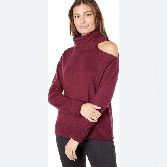 1. State Terra Cotta Cold Shoulder Cut Out Turtleneck Sweater- NWT - Picture 13 of 16